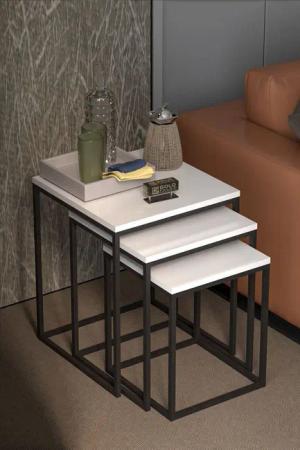 en.casa Couchtisch (3er-Set, 3-St), platzsparendes 3er-Set, quadratisch 89322033