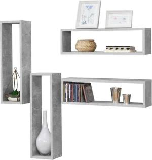 en.casa Wandregal, »Fagernes« Wandablage 4-teilig Schweberegal Wandboard Betonfarben