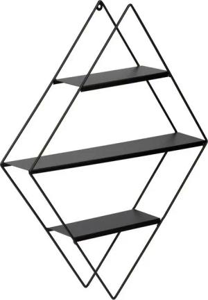 en.casa Wandregal, »Polvijärvi« mit 3 Ablagen 50x9x66 cm Rautenförmig Schwarz