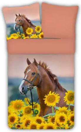 ESPiCO Kinderbettwäsche Pferd Sonnenblumen Trendy Bedding, Renforcé, 2 teilig, Pferd, Sonnenblumen, Landschaft