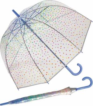 Esprit Stockregenschirm Automatik-Glockenschirm Candy Pearls transparent, farbenfroh bedruckt mit kleinen Punkten