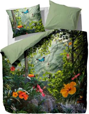 Essenza Bettwäsche Gabriel Grün, Satin, 2 teilig, Schmetterlinge, Vögel, Dschungel, Natur