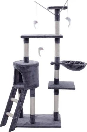 ESTEXO Kratzbaum Katzenbaum Katzenkratzbaum 138 cm XXL Kletterbaum Spielbaum Hellgra