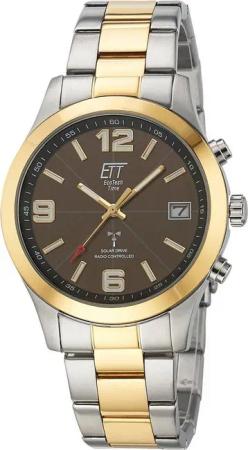ETT Funkuhr Gobi EGS-11484-22M, Armbanduhr, Herrenuhr, Datum, Solar, Edelstahlarmband