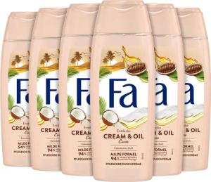 FA Duschgel Duschcreme Cream & Oil Cacao, 6x 250 ml, 6-tlg., milde & vegane Formel, verwöhnender Duft
