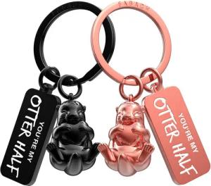 FABACH Schlüsselanhänger Set Partneranhänger Otty mit Herz - Otter Schlüsselanhänger mit Gravur