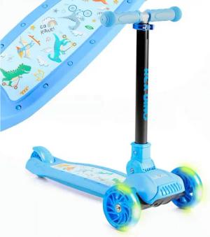 FableKids Tretroller Cityroller Kickroller, LED-Räder, Tritt-Bremse, bis 50 kg belastbar,  faltbar  höhenverstellbar Rücktrittbremse