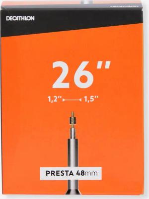 Fahrradschlauch 26 × 1,2/1,5 Presta (franz. Ventil) 48 mm