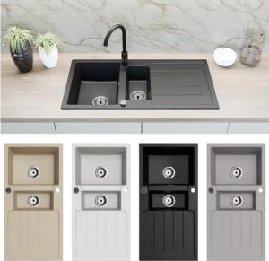 Faizee Möbel Granitspüle Granitspüle Spülbecken Küchenspüle Einbauspüle 100x50 cm 1,5 Becken, Eckig, 100/17 cm