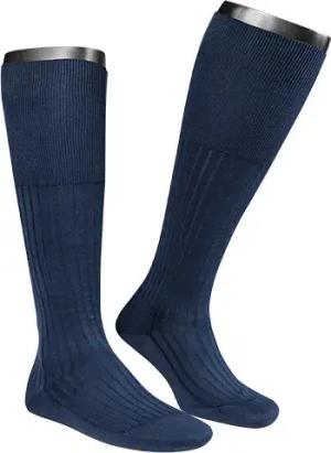 Falke Herren Kniestrümpfe blau Piuma Baumwolle unifarben