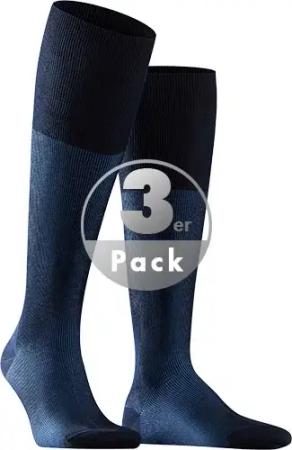 Falke Herren Kniestrümpfe blau Schur-Wolle unifarben