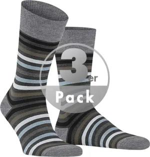 Falke Herren Socken grau Schur-Wolle Gestreift