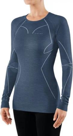 FALKE Langarmshirt Wool Tech (Merinowolle) Unterwäsche blau Damen
