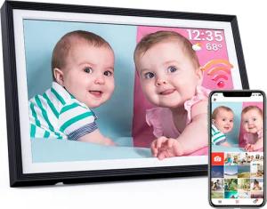 FANNOU Elektronischer Fotorahmen 10,1 " Digitaler Bilderrahmen (1280 x 800 Pixel, 32 GB, Touchscreen WLAN mit Automatische Drehung Photo Video Teilen)