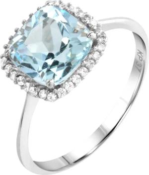 Fascination by Ellen K. Ring Weißgold 375 mit echtem Blautopas (beh.) und Zirkonia-Steinen