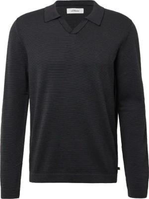 Fein gestreifter Pullover mit Polokragen und abgesetzten Bündchen