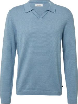 Fein gestreifter Pullover mit Polokragen und abgesetzten Bündchen