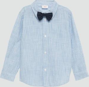 Fein gestreiftes Baumwollhemd in Leinen-Optik mit abnehmbarer Fliege