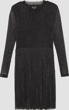 Feines Glitzer-Mesh-Kleid mit transparenten Ärmeln