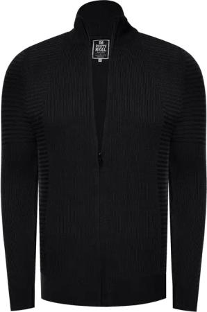 Feinstrick im Biker-Stile Slim Fit Strick-Jacke