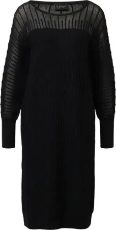 Feinstrick-Kleid mit Fledermausärmeln und Ottoman-Struktur