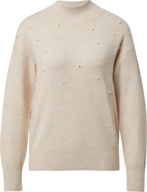 Feinstrickpullover mit Stehkragen und Schmuck-Perlen