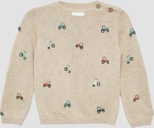 Feinstrickpullover mit Traktor-Stickerei