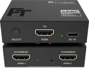 FeinTech AX421 HDMI eARC Audio Switch 1x TV zu 2x Soundbar HDMI-Adapter zu HDMI-ARC, HDMI-eARC, für 2 Soundsysteme mit HDMI-eARC oder HDMI-ARC