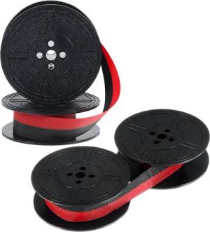 FELIXLEO Beschriftungsband 2 Stück Farbband Schreibmaschine Schwarz Rot Universal Spule