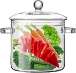 FELIXLEO Suppentopf Glas Kochtopf,mit doppeltem Griff und Deckel,Beheizbare 1500ML, (1-tlg)