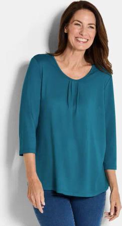Feminines Shirt aus Viskose-Jersey - petrol - Gr. 23 von Goldner Fashion