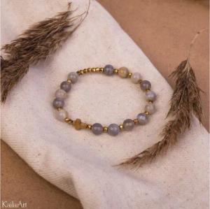 Festivalartikel Bettelarmband Damen Rosenkranz Armband Agat Pasiasty & Gold Hämatit – Geschenk (1-tlg)