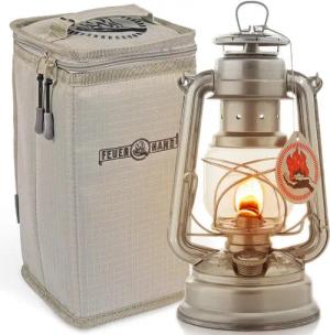 Feuerhand Outdoorkerze Feuerhand Sturmlaterne Baby Special 276 mit Tasche (Spar-Set, 2-tlg., Lampe+Tasche silber), galvanisch verzinktes Stahlblech