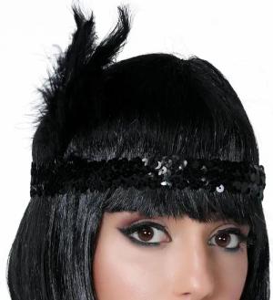 Fiestas Guirca Kostüm, Charleston Flapper Stirnband Vintage 20s Stil Glanz Perlenfedern Gatsb