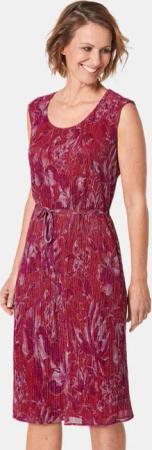 Figur umspielendes Kleid mit feinen Glanzgarnen - pink / orange / geblümt - Gr. 44 von Goldner Fashion