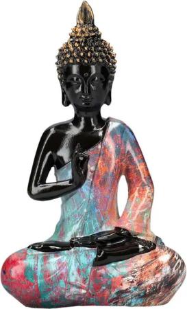 Figuren Shop GmbH Dekofigur Buddha Figur - Colorful Art klein - Mythologie Dekoration Dekofigur