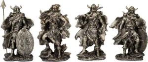 Figuren Shop GmbH Dekofigur Wikinger Figuren 4er Set - Krieger Odins - Mythologie Dekofigur Deko