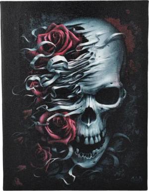 Figuren Shop GmbH Leinwandbild Kleine Leinwand Totenkopf - Skull n Roses Spiral Wandbild Totenschädel, Totenkopf, Totenschädel, Rose