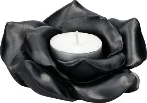 Figuren Shop GmbH Teelichthalter Teelichthalter - Schwarze Rose - Dekoration Blume Teelicht Halter Deko