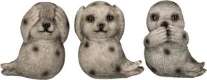 Figuren Shop GmbH Tierfigur Drei weise Seehunde Figur – Mini Statue Tiere Dekofigur Set 7,5 cm