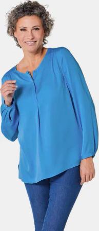 Figurschmeichelnde Schlupfbluse mit modischer Kragenverarbeitung - blau - Gr. 48 von Goldner Fashion