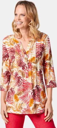 Figurschmeichelndes Drucktunika-Shirt - rot / orange / gemustert - Gr. 44 von Goldner Fashion