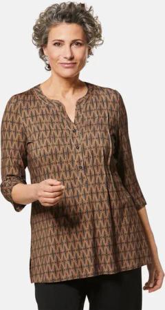 Figurschmeichelndes Drucktunika-Shirt - schwarz / camel - Gr. 40 von Goldner Fashion