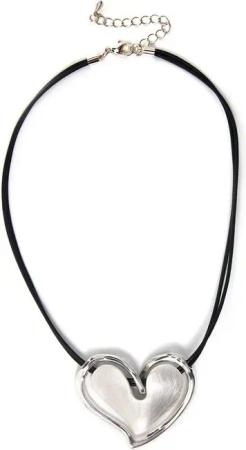 Firetti Kette mit Anhänger Herz, doppelreihige Kette, matt, glänzend
