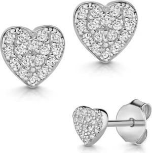 Firetti Paar Ohrstecker Schmuck Geschenk Silber 925 Ohrschmuck Herz, Made in Germany - mit Zirkonia (synth)