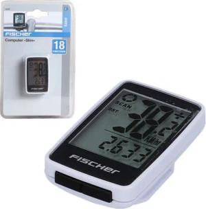 FISCHER Fahrrad Fahrradcomputer Fahrradcomputer Slim Fahrradtacho Weiß, Rad-Computer Tacho LCD Display 18 Funktionen