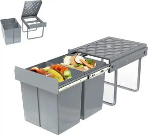 FIVMEN Einbaumülleimer Abfallsammler Mülleimer Küche Unterschrank Auszug, Mülltrennungssystem, Vollauszug mit Teleskopschienen