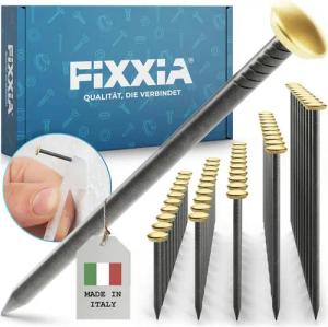 FIXXIA Stahlnagel FIXXIA Stahlnägel 50er Set Gold für Bilder und Betonwände mit Halter