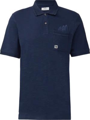 Flammgarn-Poloshirt mit Brusttasche und Stickerei