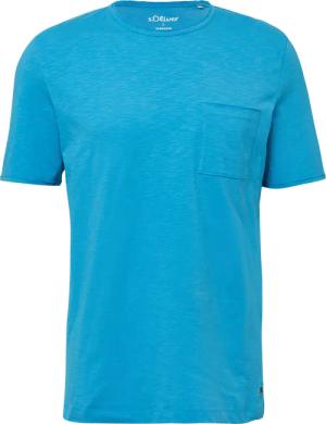 Flammgarn-T-Shirt mit Brusttasche und offenen Kanten